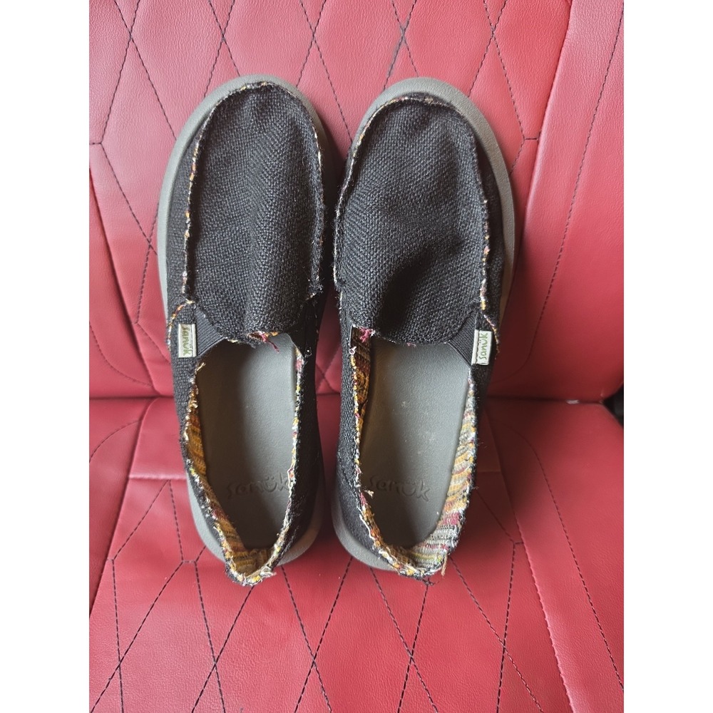 Women's Shoes Sanuk DONNA HEMP Casual Sidewalk Surfers Loafers Size 7 BLACK